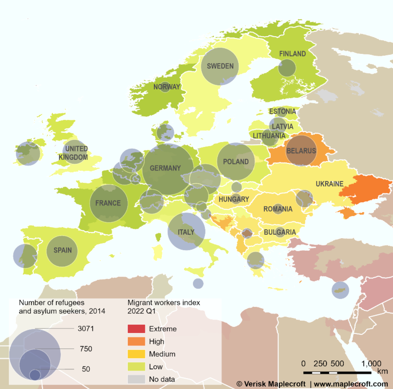 Figure 3: Refugee flows following 2014 annexation of Crimea