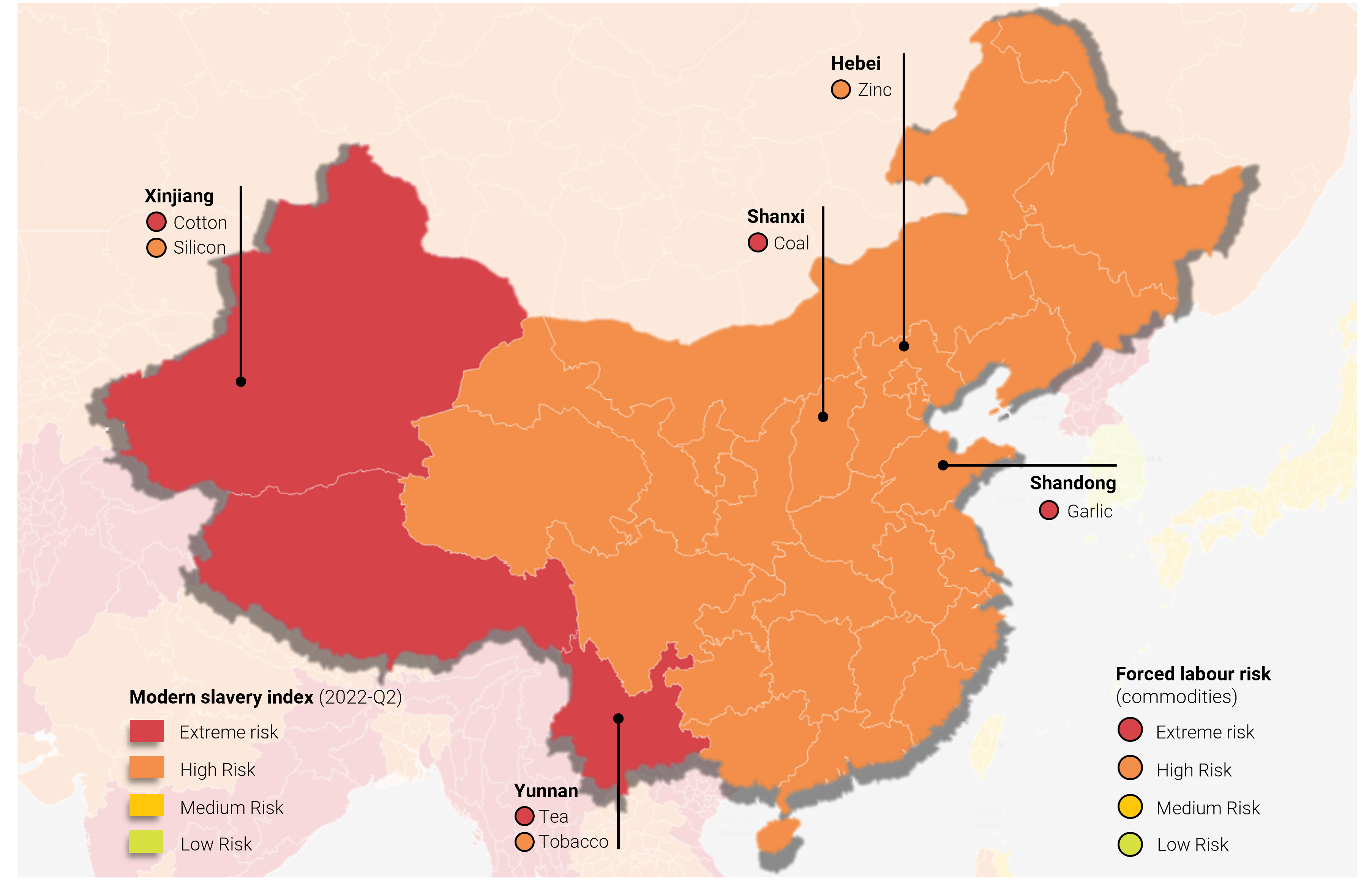 Commodity-linked forced labour risks are widespread in China